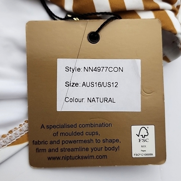 Niptuck Swim Natural Tan Zebra Print Bikini Bottom Gathered Hip Detail Sz 12 - Picture 8 of 14